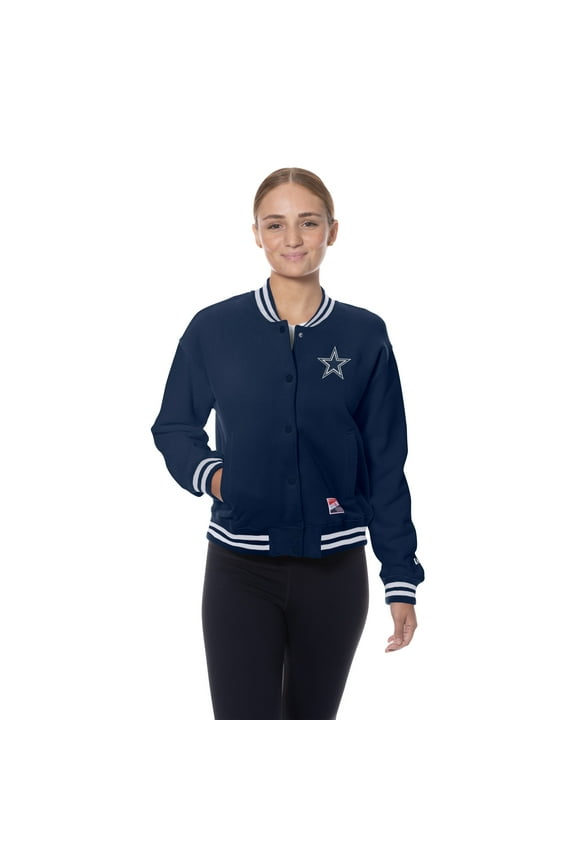 Women's New Era Navy Dallas Cowboys Throwback Fleece Full-Snap Jacket