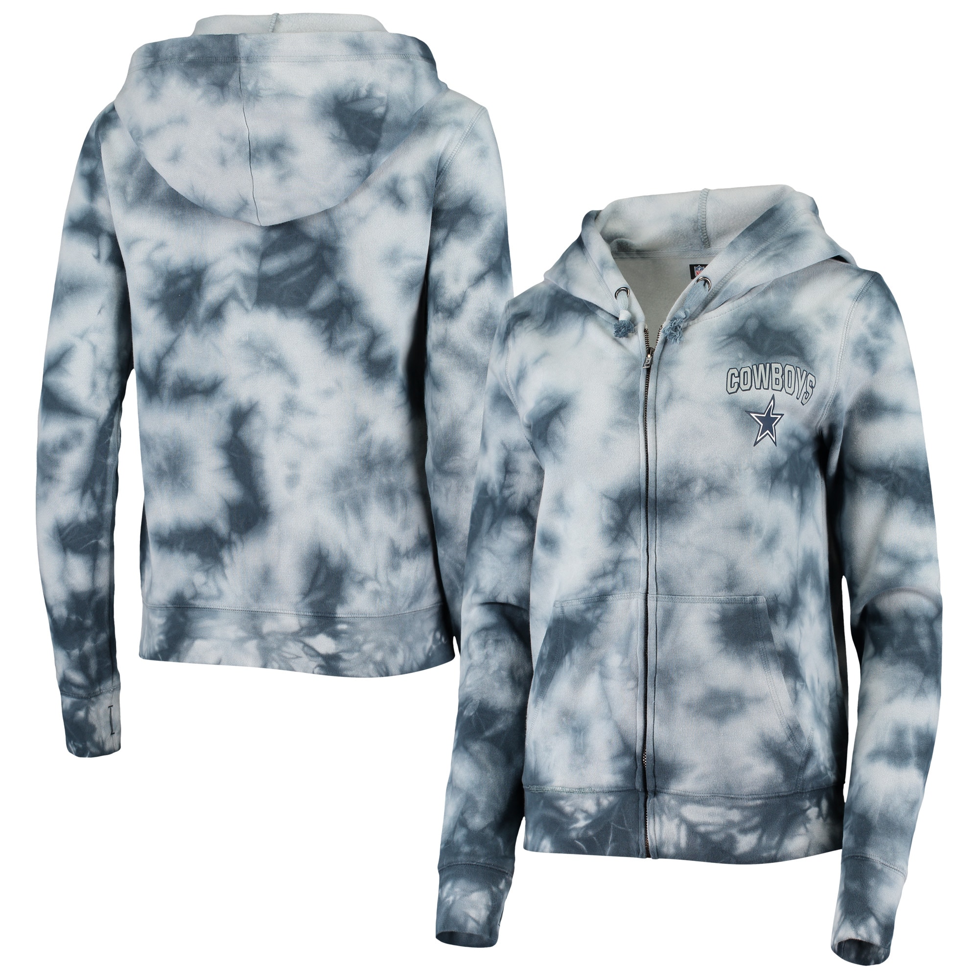 Women's New Era Navy Dallas Cowboys Tie Dye Fleece Full-Zip Hoodie - image 1 of 3