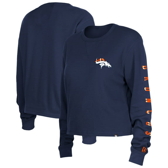 Women's New Era Navy Denver Broncos Sport Night Thermal Long Sleeve T-Shirt