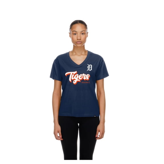Women's New Era  Navy Detroit Tigers V-Neck T-Shirt