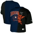 thumbnail image 1 of Women's New Era Navy Houston Astros Upcycled Colorblocked Boxy Cropped T-Shirt, 1 of 5