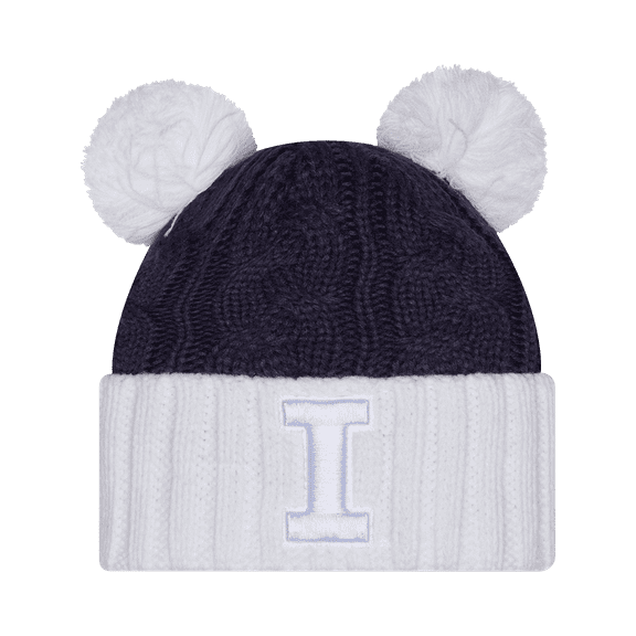 Women's New Era Navy Illinois Fighting Illini Tonal Cuffed Knit Hat with Double Poms