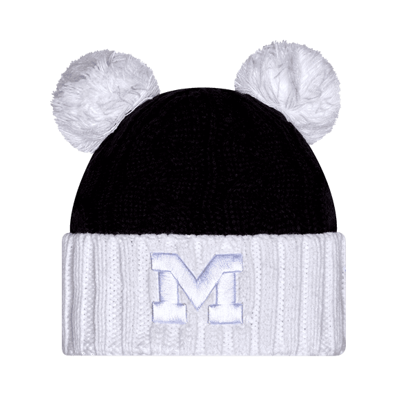 Women's New Era Navy Michigan Wolverines Tonal Cuffed Knit Hat with Double Poms