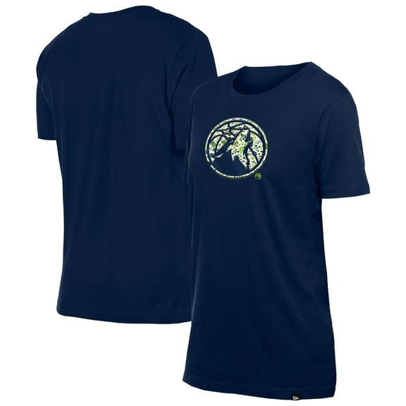 Women's New Era Navy Minnesota Timberwolves Glam Game Flower T-Shirt