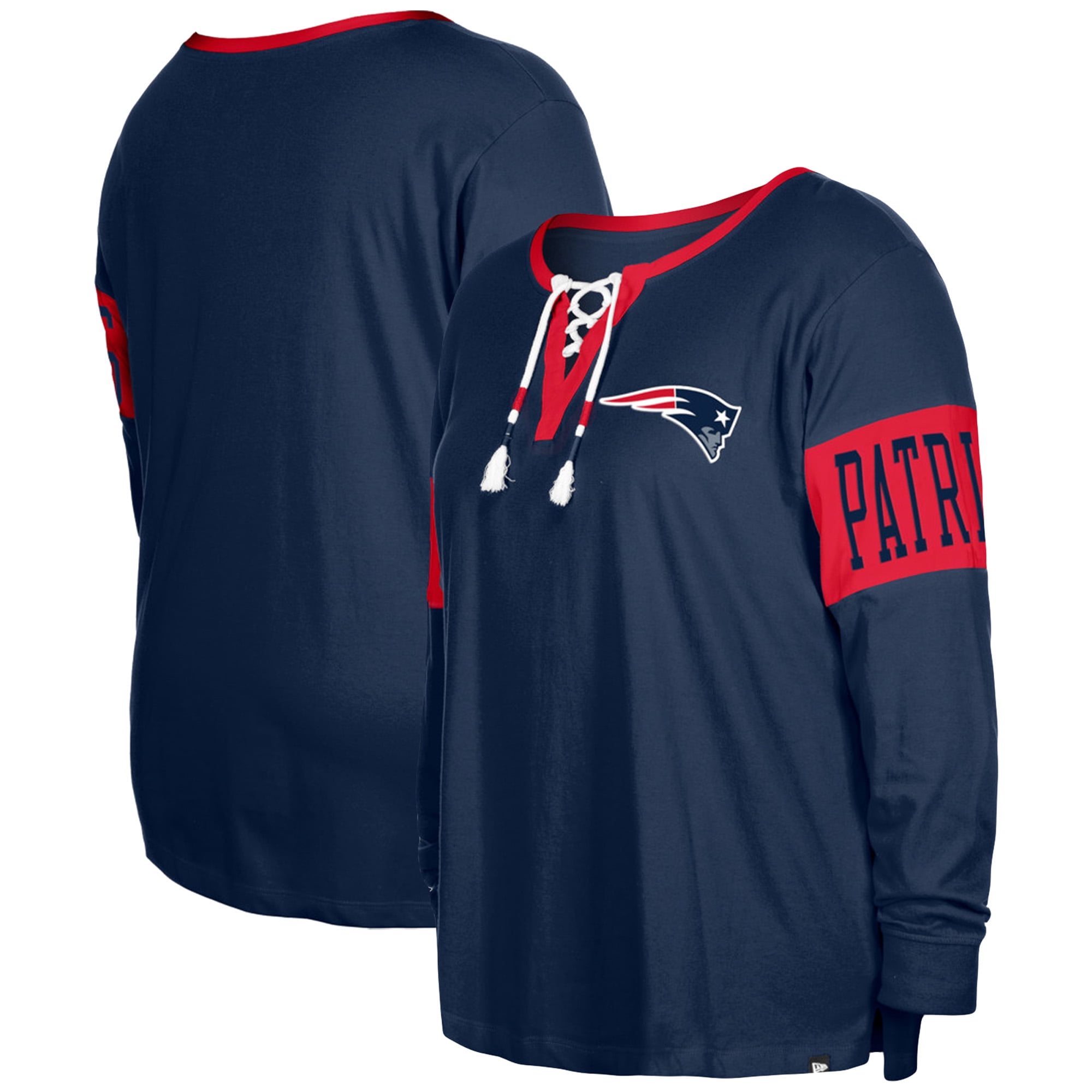 Women's New Era Navy New England Patriots Plus Size Lace-Up Notch