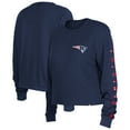 thumbnail image 1 of Women's New Era  Navy New England Patriots Sport Night Thermal Long Sleeve Cropped-T-Shirt, 1 of 3
