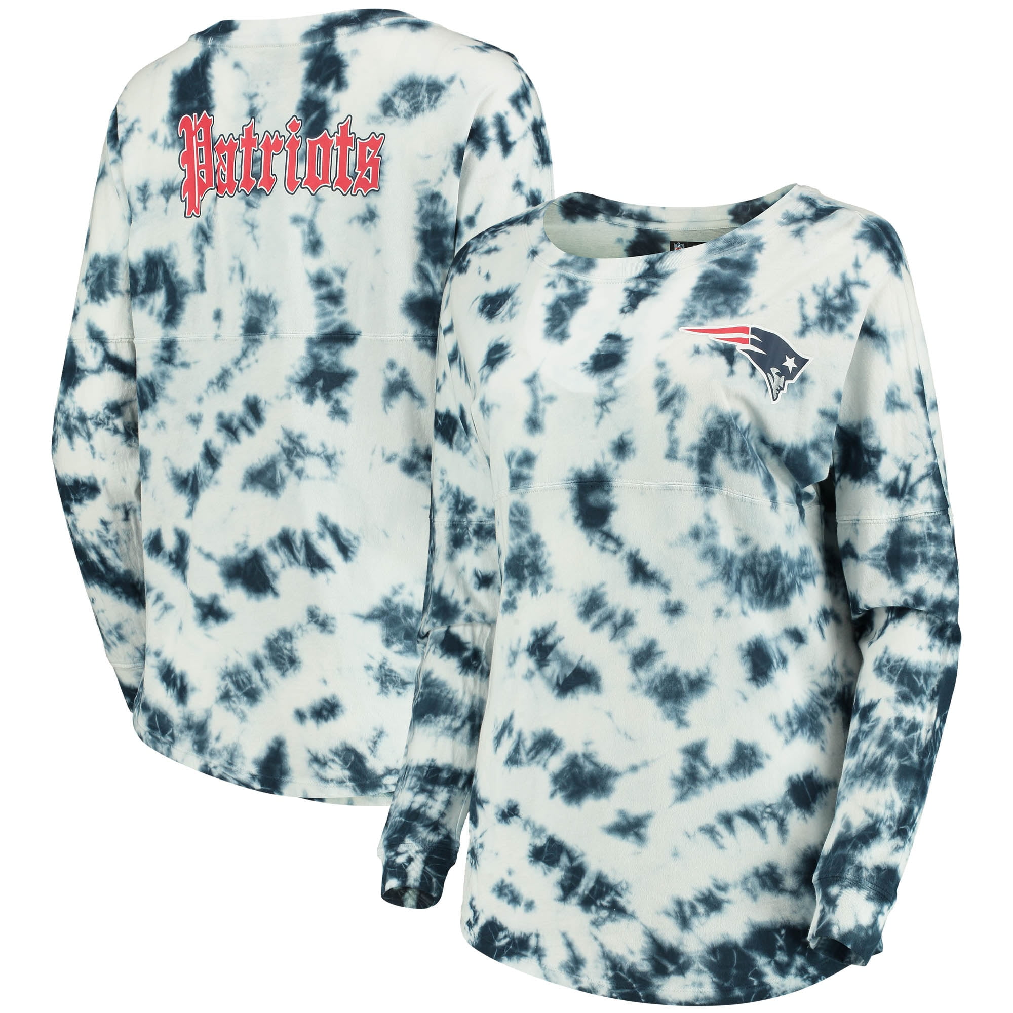 Women's New Era Navy New England Patriots Tie-Dye Long Sleeve T-Shirt 