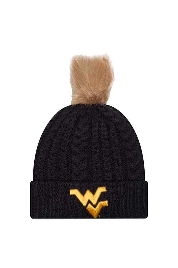Women's New Era  Navy West Virginia Mountaineers Luxury-Cuffed Knit Hat with Pom