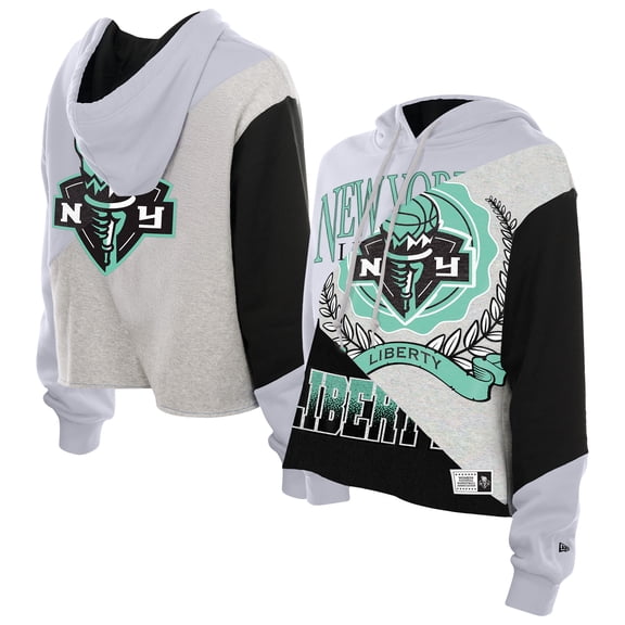 Women's New Era New York Liberty Upcycled Color Block Cropped Boxy Hoodie