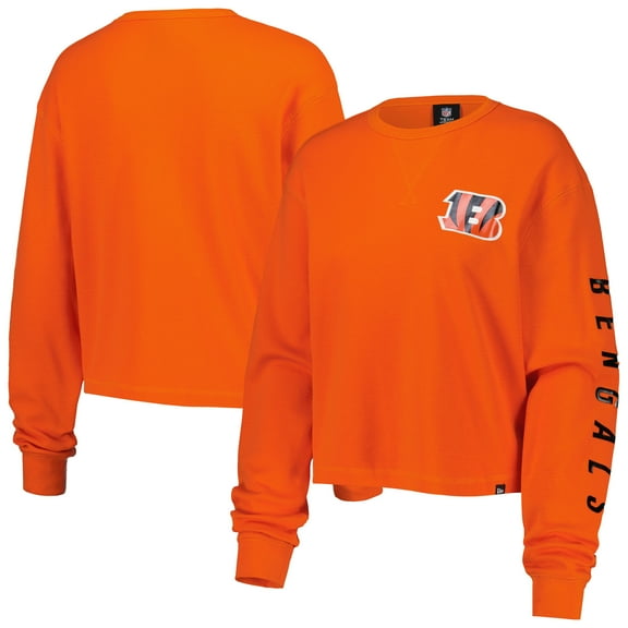 Women's New Era  Orange Cincinnati Bengals Sport Night Thermal Long Sleeve Cropped-T-Shirt