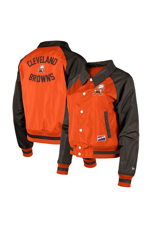Women's New Era Orange Cleveland Browns Coaches Raglan Full-Snap Jacket