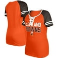 thumbnail image 1 of Women's New Era Orange Cleveland Browns Throwback Raglan Lace-Up T-Shirt, 1 of 3