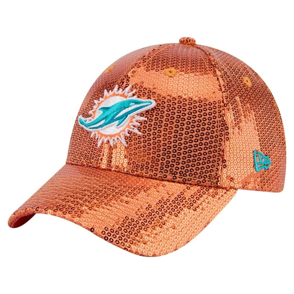 Women's New Era Orange Miami Dolphins Sequin 9FORTY Adjustable Hat