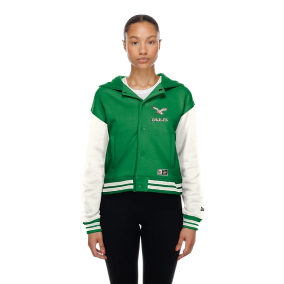 Women's New Era Philadelphia Eagles Kelly Green Throwback Full-Snap Hooded Jacket