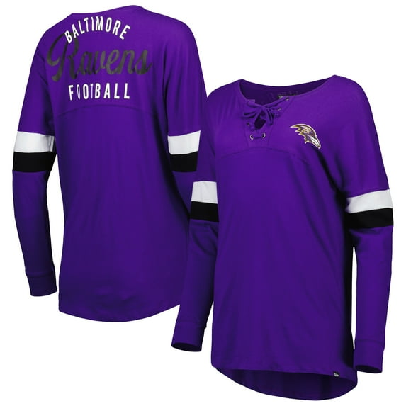Women's New Era Purple Baltimore Ravens Athletic Varsity Lightweight Lace-Up Long Sleeve T-Shirt