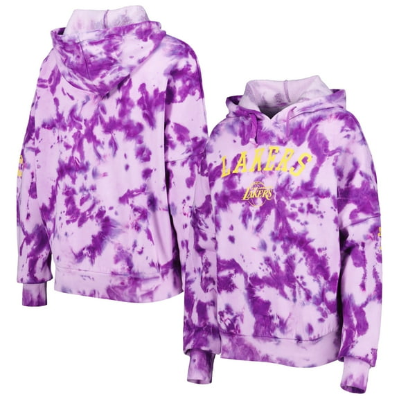 Women's New Era Purple Los Angeles Lakers Brushed Cotton Tie-Dye Pullover Hoodie