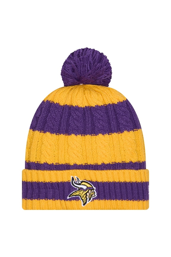 Women's New Era Purple Minnesota Vikings Braided Cuffed Knit Hat with Pom