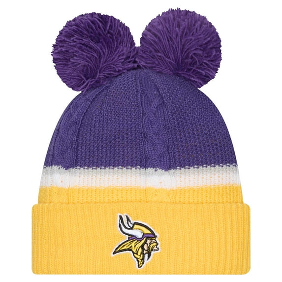 Women's New Era Purple Minnesota Vikings Double Bubble Cuffed Knit Hat with Poms