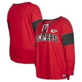 thumbnail image 1 of Women's New Era Red Kansas City Chiefs Plus Size Lace-Up Notch Neck Long Sleeve T-Shirt, 1 of 3