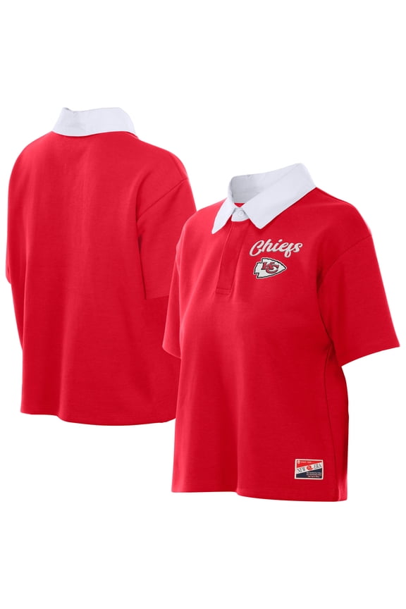 Women's New Era Red Kansas City Chiefs Throwback Boxy Cropped Polo