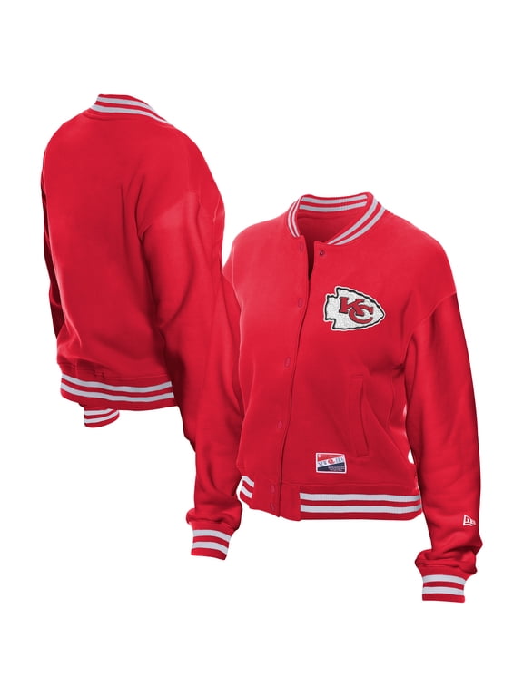 Women's New Era Red Kansas City Chiefs Throwback Fleece Full-Snap Jacket