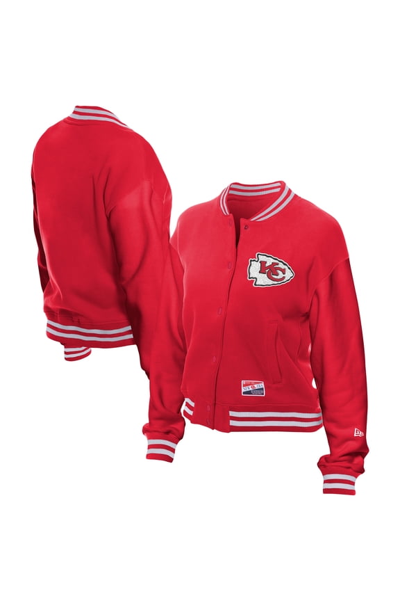 Women's New Era Red Kansas City Chiefs Throwback Fleece Full-Snap Jacket