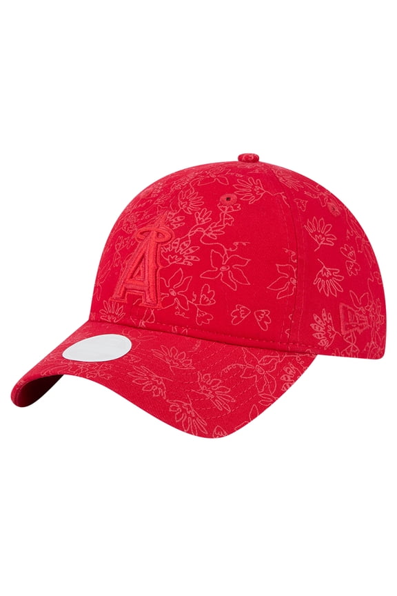 Women's New Era Red Los Angeles Angels Tonal Floral 9TWENTY Adjustable Hat