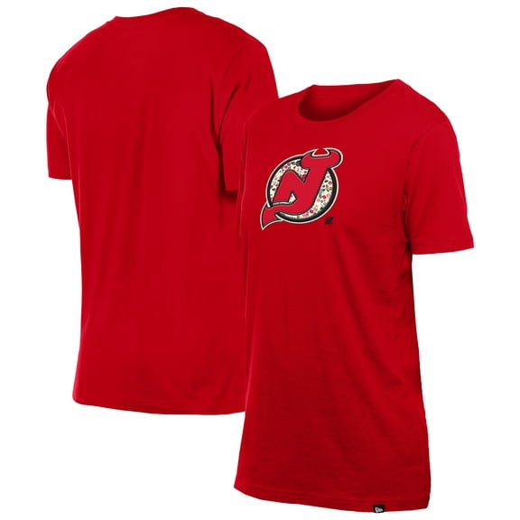 Women's-New Era Red New Jersey Devils Glam Game Floral T-Shirt