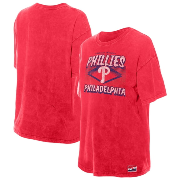 Women's New Era Red Philadelphia Phillies Mineral Wash Oversized T-Shirt