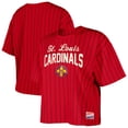 thumbnail image 1 of Women's-New Era  Red St. Louis Cardinals City Connect Multiplier Pinstripe Cropped T-Shirt, 1 of 3