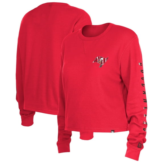 Women's New Era Red Tampa Bay Buccaneers Sport Night Thermal Long Sleeve Cropped-T-Shirt