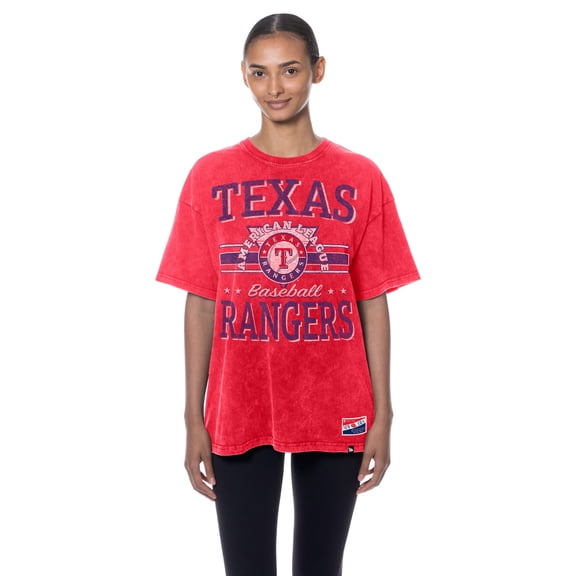 Women's New Era Red Texas Rangers Oversized Boyfriend T-Shirt