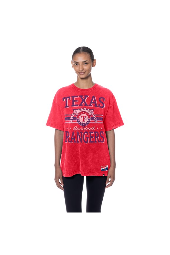 Women's New Era Red Texas Rangers Oversized Boyfriend T-Shirt