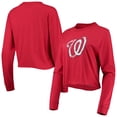 thumbnail image 1 of Women's New Era Red Washington Nationals Baby Jersey Cropped Long Sleeve T-Shirt, 1 of 3