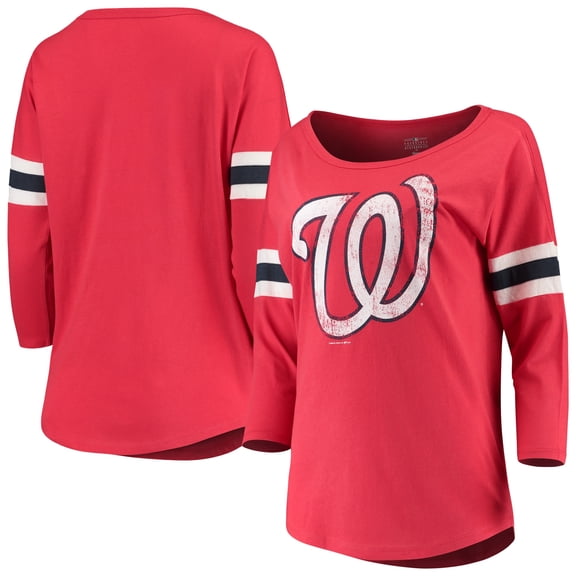 Women's New Era Red Washington Nationals Scoop Neck 3/4-Sleeve T-Shirt