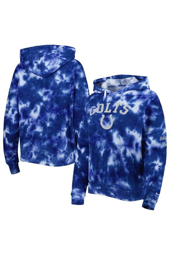 Women's New Era Royal Indianapolis Colts Cloud Dye Fleece Pullover Hoodie