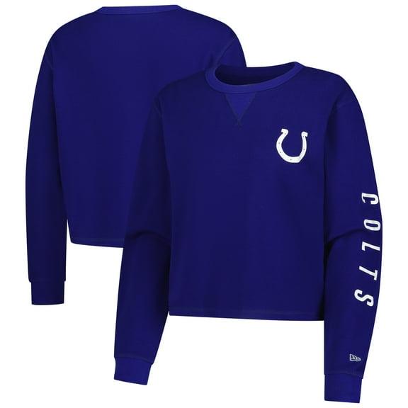 Women's New Era  Royal Indianapolis Colts Sport Night Thermal Long Sleeve Cropped-T-Shirt