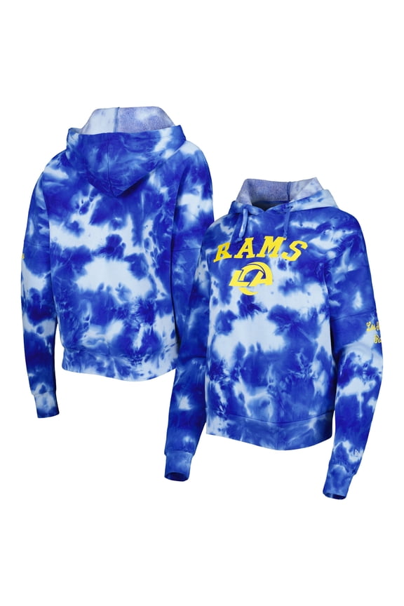 Women's New Era Royal Los Angeles Rams Cloud Dye Fleece Pullover Hoodie