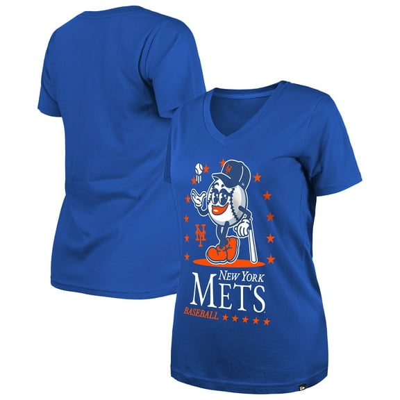 Women's New Era Royal New York Mets Little Miss 2 V-Neck T-Shirt