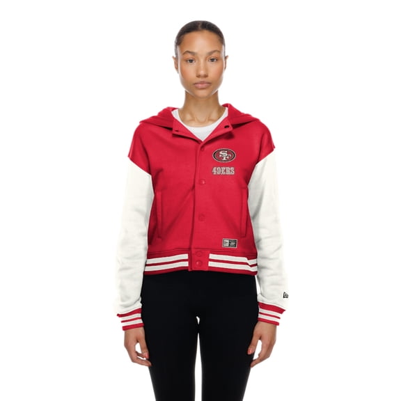 Women's New Era San Francisco 49ers Scarlet Throwback Full-Snap Hooded Jacket