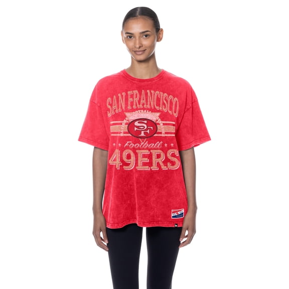 Women's New Era  Scarlet San Francisco 49ers Throwback Oversized T-Shirt