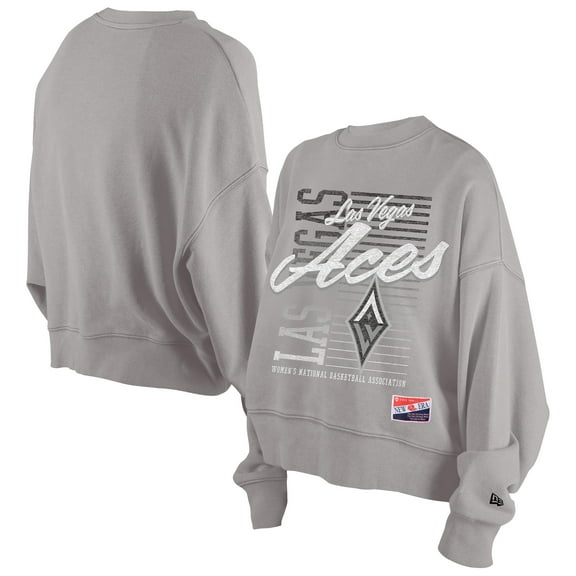 Women's New Era Silver Las Vegas Aces Oversized Mineral Wash Sweatshirt