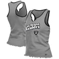 thumbnail image 1 of Women's-New Era  Silver Las Vegas Raiders Lettuce Hem Notch Neck Tri-Blend Tank Top, 1 of 3