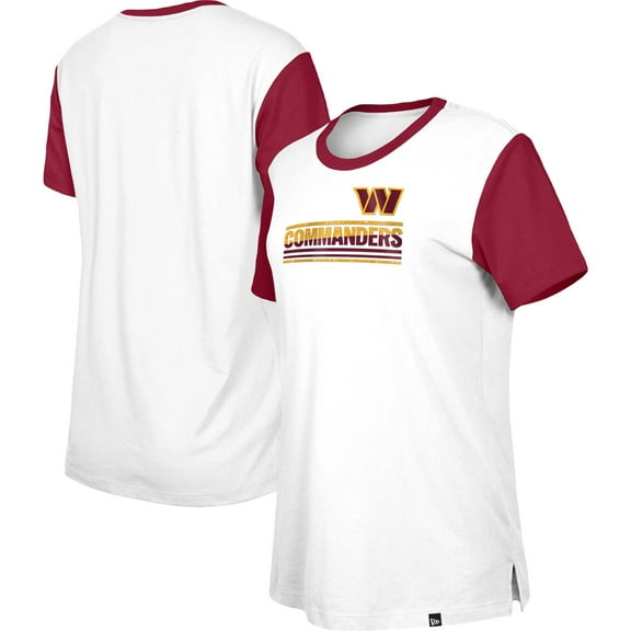 Women's New Era  White/Burgundy Washington Commanders Third Down Colorblock T-Shirt