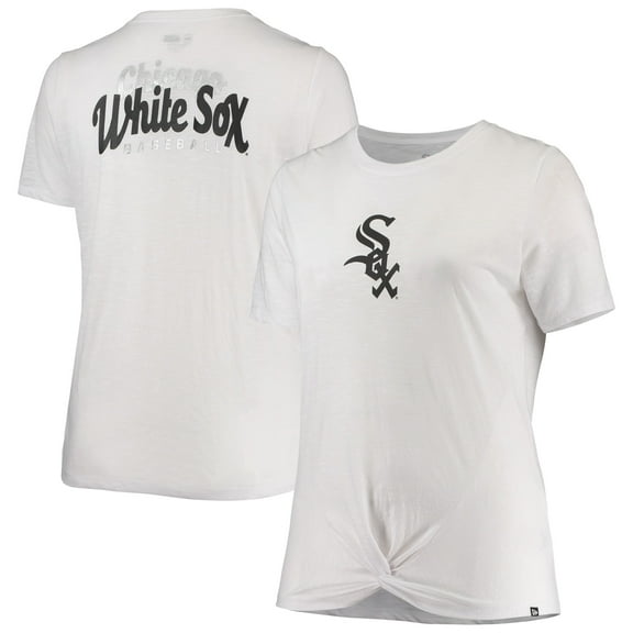 Women's New Era White Chicago White Sox Plus Size 2-Hit Front Knot T-Shirt