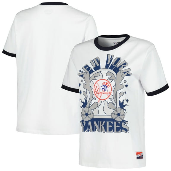 Women's New Era White New York Yankees Oversized Ringer T-Shirt