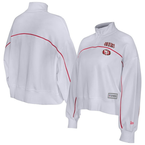 Women's New Era White San Francisco 49ers Functional Fandom Quarter-Zip Sweatshirt
