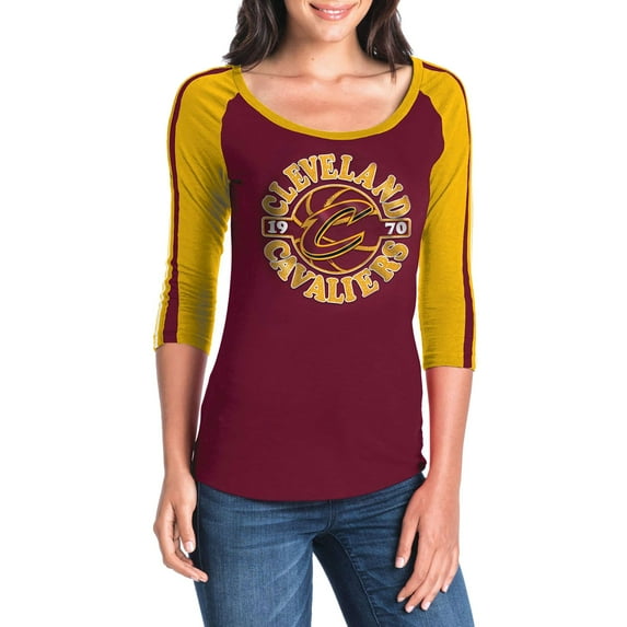 Women's New Era Wine/Gold Cleveland Cavaliers Slub Jersey T-Shirt
