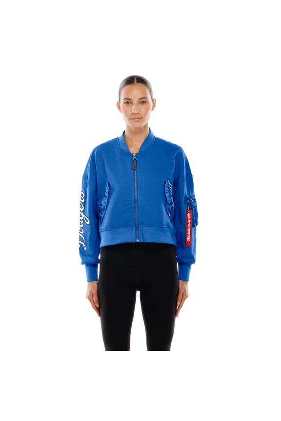 Women's New Era x Alpha Industries Royal Los Angeles Dodgers Cropped Full-Zip Jacket