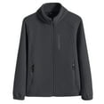 thumbnail image 1 of Women's New Fashion Solid Color Casual Zipper Stand Sports Fleece Long Sleeved Jacket Can be paired with a Women Waterproof Lightweight Rain Jacket XL-5XL, 1 of 6